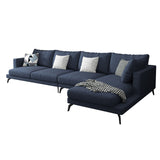 Square 4-Seater Sectional with Pillows Back in Linen Blend L-shape Sectional Clearhalo 'furn' 'furn_sectionals' 'Furniture' 'Living Room Furniture' 'Sectionals' 5765805