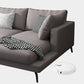 Square 4-Seater Sectional with Pillows Back in Linen Blend L-shape Sectional Clearhalo 'furn' 'furn_sectionals' 'Furniture' 'Living Room Furniture' 'Sectionals' 5765810