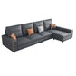 Faux Leather Sectional with 4 Pillows Back and Square Arms for Living Room