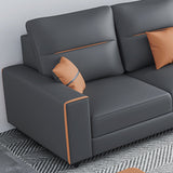 Kunstlederabschnitt mit 4 Kissen Rücken und quadratischen Armen für Wohnzimmer