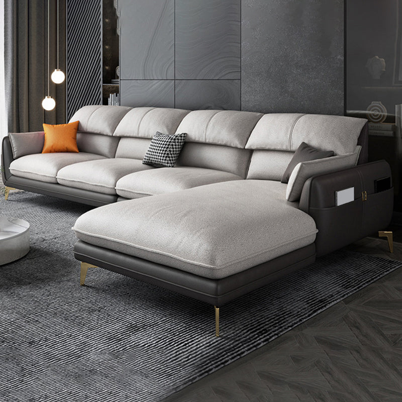 Contemporary 4-Seater with Storage and Pillow Back for Living Room Coffee-White Right Clearhalo 'furn' 'furn_sectionals' 'Furniture' 'Living Room Furniture' 'Sectionals' 5765919