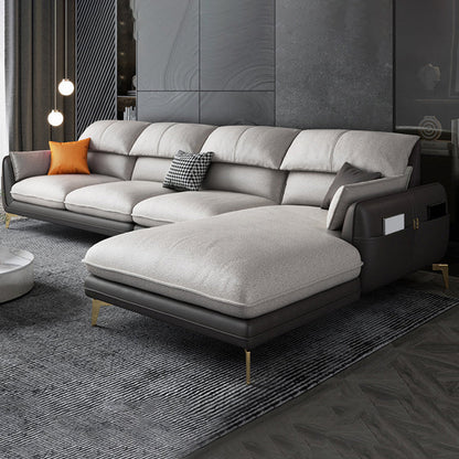 Contemporary 4-Seater with Storage and Pillow Back for Living Room Coffee-White Right Clearhalo 'furn' 'furn_sectionals' 'Furniture' 'Living Room Furniture' 'Sectionals' 5765919