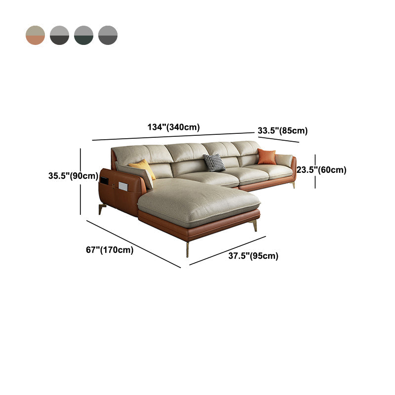 Contemporary 4-Seater with Storage and Pillow Back for Living Room Clearhalo 'furn' 'furn_sectionals' 'Furniture' 'Living Room Furniture' 'Sectionals' 5765931