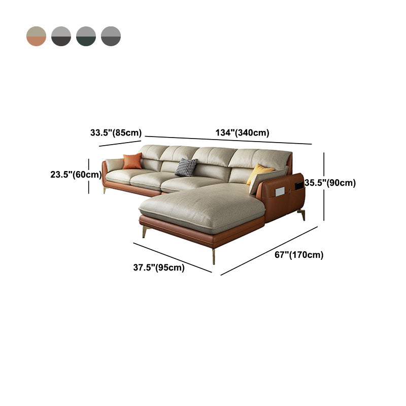 Contemporary 4-Seater with Storage and Pillow Back for Living Room Clearhalo 'furn' 'furn_sectionals' 'Furniture' 'Living Room Furniture' 'Sectionals' 5765932