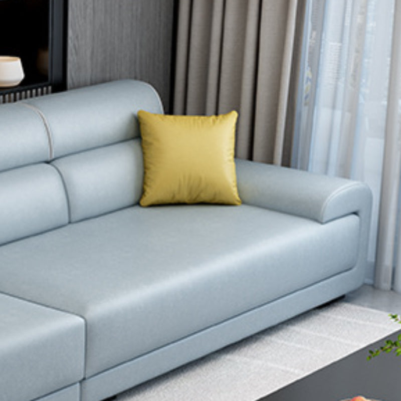 Faux Leather 4-Seater Sectional with Adjustable Head Pillow for Living Room