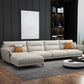 Contemporary 4-Seater Sectional with Pillow Top Arms in Faux Leather Off-White Left Clearhalo 'furn' 'furn_sectionals' 'Furniture' 'Living Room Furniture' 'Sectionals' 5765999