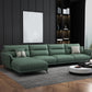 Contemporary 4-Seater Sectional with Pillow Top Arms in Faux Leather Light Green Left Clearhalo 'furn' 'furn_sectionals' 'Furniture' 'Living Room Furniture' 'Sectionals' 5766001