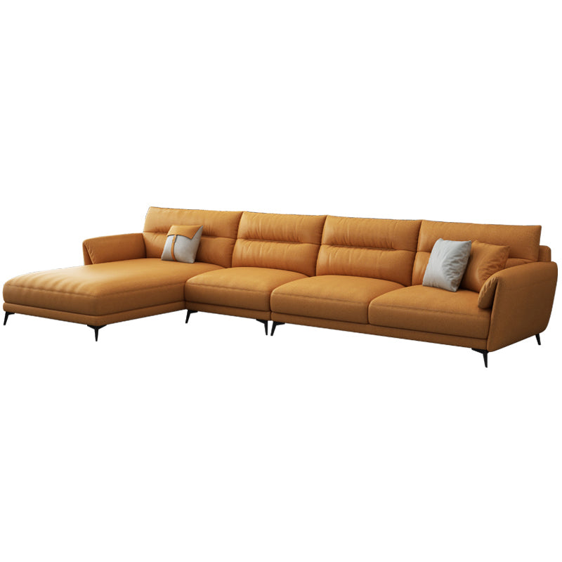 Contemporary 4-Seater Sectional with Pillow Top Arms in Faux Leather Clearhalo 'furn' 'furn_sectionals' 'Furniture' 'Living Room Furniture' 'Sectionals' 5766002