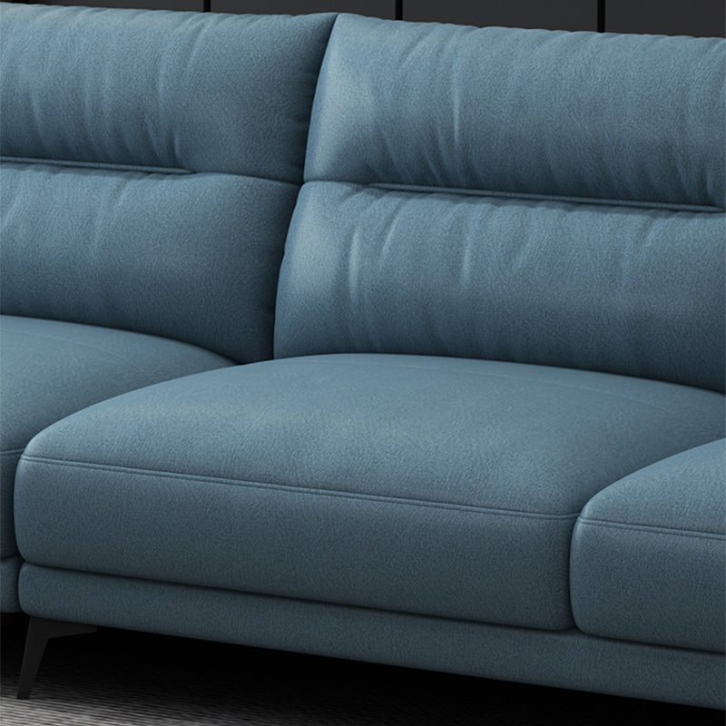 Contemporary 4-Seater Sectional with Pillow Top Arms in Faux Leather Clearhalo 'furn' 'furn_sectionals' 'Furniture' 'Living Room Furniture' 'Sectionals' 5766004