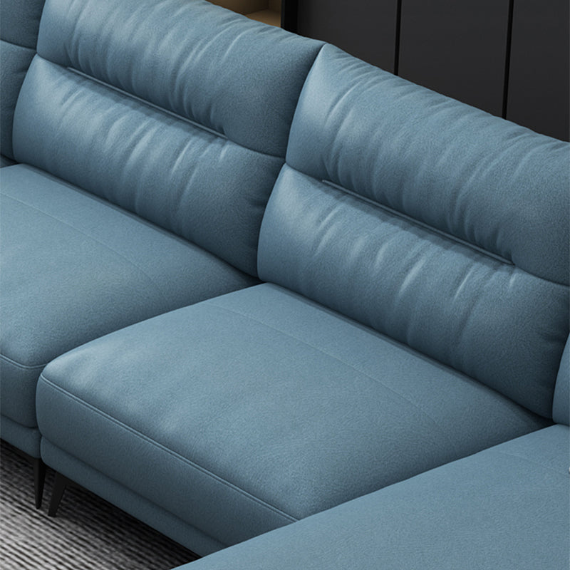 Contemporary 4-Seater Sectional with Pillow Top Arms in Faux Leather Clearhalo 'furn' 'furn_sectionals' 'Furniture' 'Living Room Furniture' 'Sectionals' 5766006