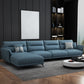 Contemporary 4-Seater Sectional with Pillow Top Arms in Faux Leather Dark Blue Left Clearhalo 'furn' 'furn_sectionals' 'Furniture' 'Living Room Furniture' 'Sectionals' 5766008