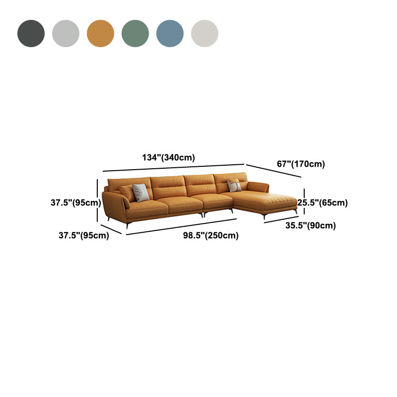 Contemporary 4-Seater Sectional with Pillow Top Arms in Faux Leather Clearhalo 'furn' 'furn_sectionals' 'Furniture' 'Living Room Furniture' 'Sectionals' 5766014