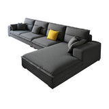 Contemporary Sectional with Pillow Top Arms for 4 People Stationary Sofa