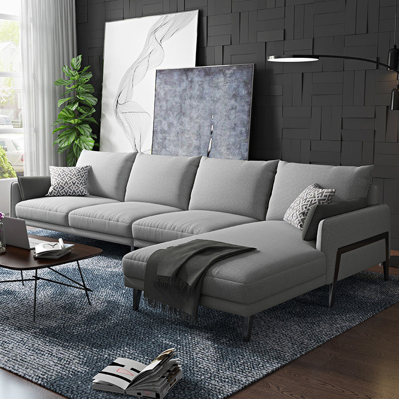 Sezione moderna con cuscino con miscela di lino posteriore e cuscino per 4 persone