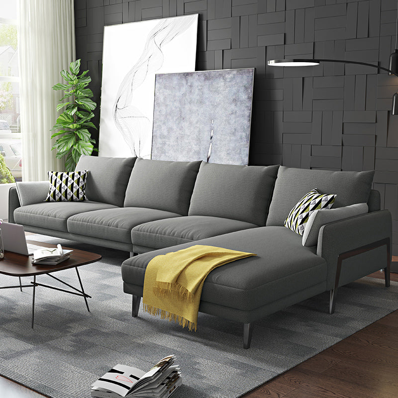 Sezione moderna con cuscino con miscela di lino posteriore e cuscino per 4 persone