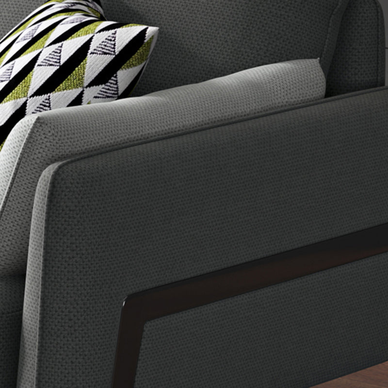 Sezione moderna con cuscino con miscela di lino posteriore e cuscino per 4 persone