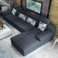 Modern Linen Blend Sectional with Pillow Top Arm for 4 People