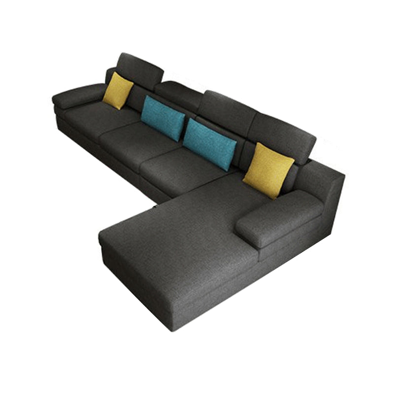 Modern Linen Blend Sectional with Pillow Top Arm for 4 People