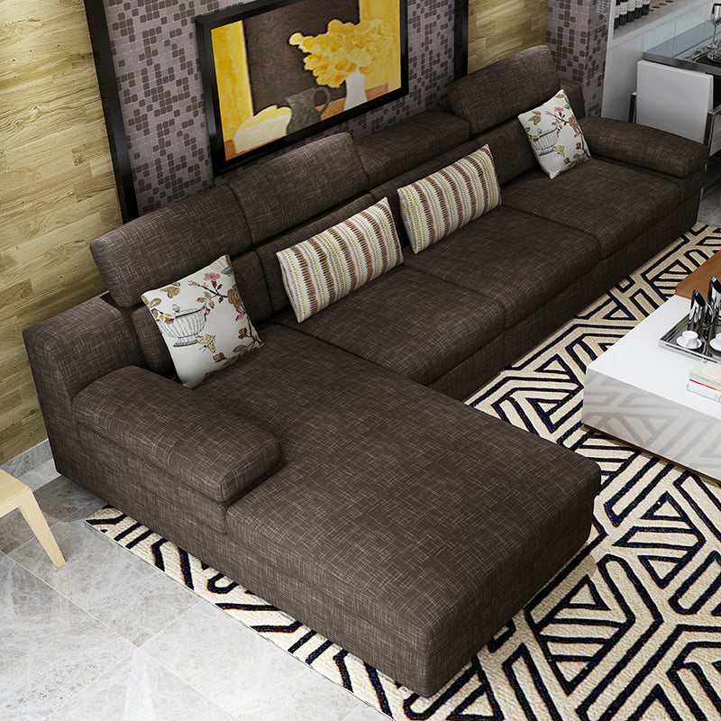 Modern Linen Blend Sectional with Pillow Top Arm for 4 People