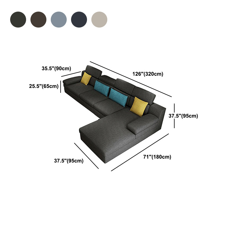 Modern Linen Blend Sectional with Pillow Top Arm for 4 People