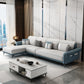 Faux Leather 4-Seater Sectional with Flared Arms and Storage for Living Room Light Blue-White Left Clearhalo 'furn' 'furn_sectionals' 'Furniture' 'Living Room Furniture' 'Sectionals' 5766092