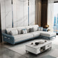 Faux Leather 4-Seater Sectional with Flared Arms and Storage for Living Room Light Blue-White Right Clearhalo 'furn' 'furn_sectionals' 'Furniture' 'Living Room Furniture' 'Sectionals' 5766096
