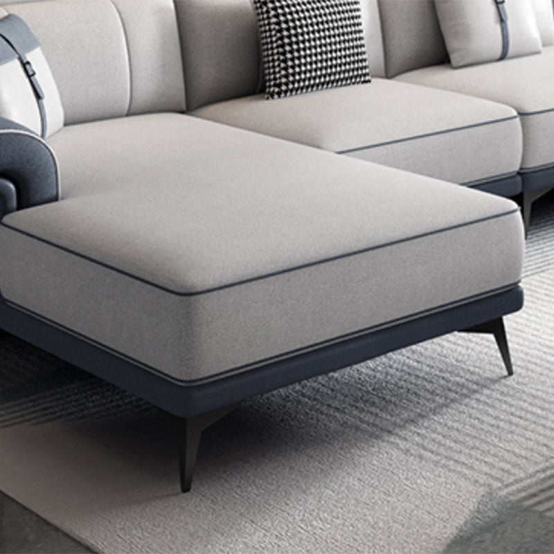 Faux Leather 4-Seater Sectional with Flared Arms and Storage for Living Room Clearhalo 'furn' 'furn_sectionals' 'Furniture' 'Living Room Furniture' 'Sectionals' 5766100