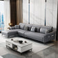 Faux Leather 4-Seater Sectional with Flared Arms and Storage for Living Room Grey Left Clearhalo 'furn' 'furn_sectionals' 'Furniture' 'Living Room Furniture' 'Sectionals' 5766101
