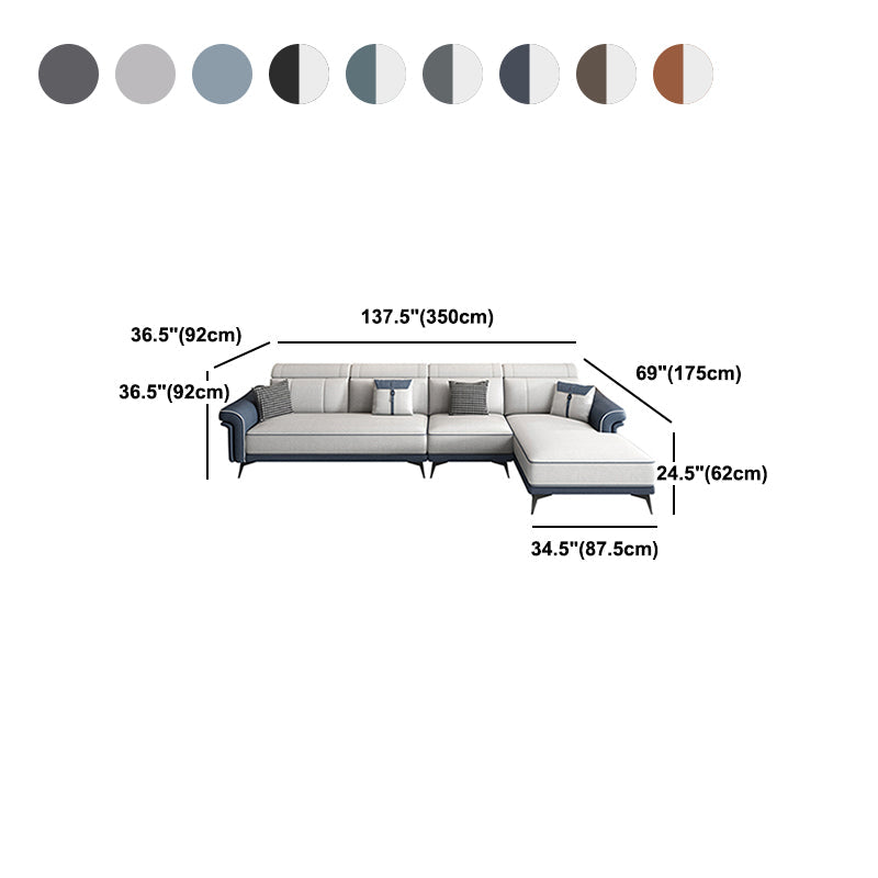 Faux Leather 4-Seater Sectional with Flared Arms and Storage for Living Room Clearhalo 'furn' 'furn_sectionals' 'Furniture' 'Living Room Furniture' 'Sectionals' 5766114