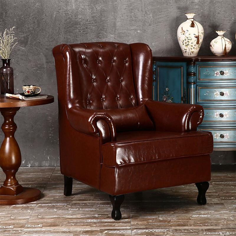 Mident secolo moderno da 33,46 "in pelle larga sedia a braccia arrotolata