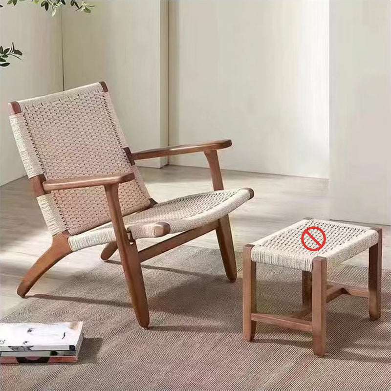 Nordic Arms Included Wood Square Arms Woven Back Lounge Accent Chair