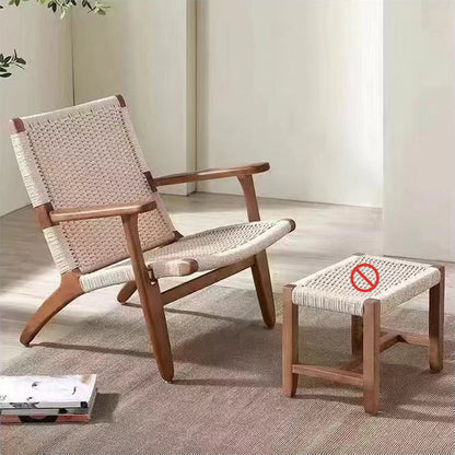 Nordic Arms Included Wood Square Arms Woven Back Lounge Accent Chair