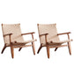 Nordic Arms Included Wood Square Arms Woven Back Lounge Accent Chair