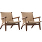 Nordic Arms Included Wood Square Arms Woven Back Lounge Accent Chair