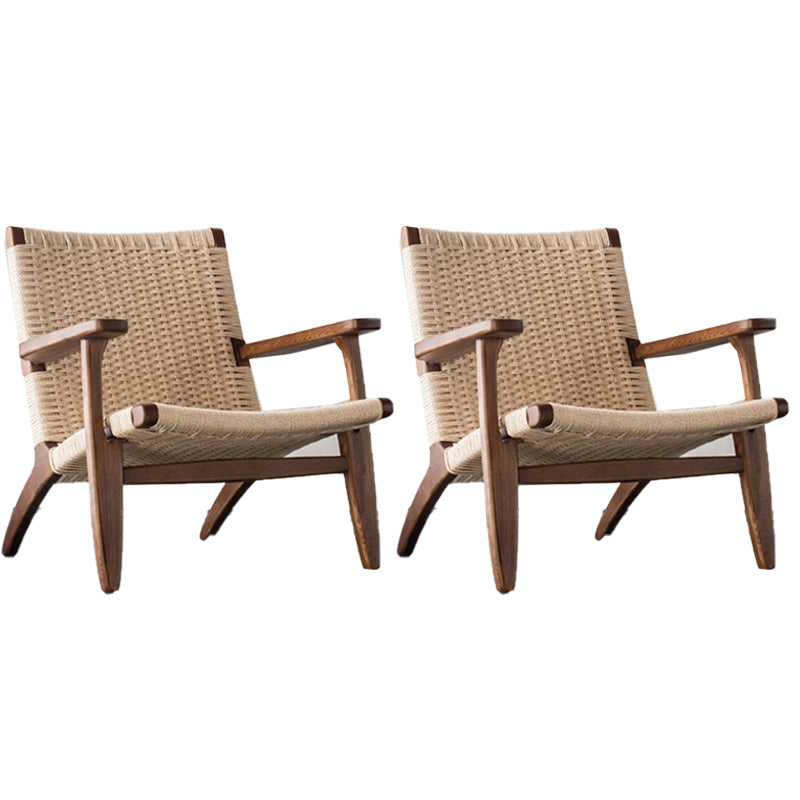 Nordic Arms Included Wood Square Arms Woven Back Lounge Accent Chair