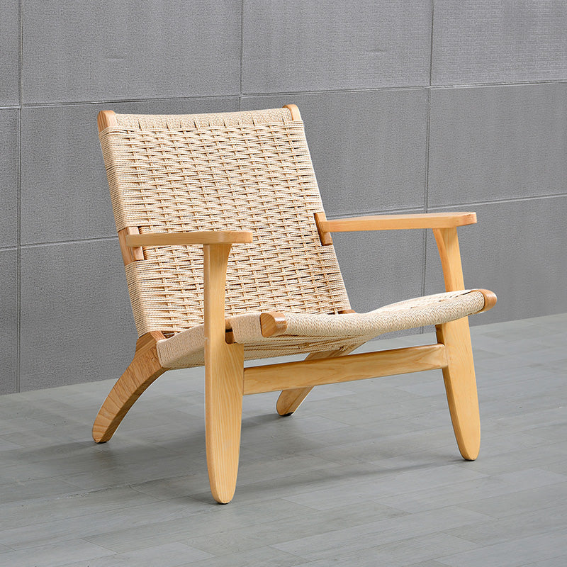Nordic Arms Included Wood Square Arms Woven Back Lounge Accent Chair