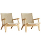 Nordic Arms Included Wood Square Arms Woven Back Lounge Accent Chair