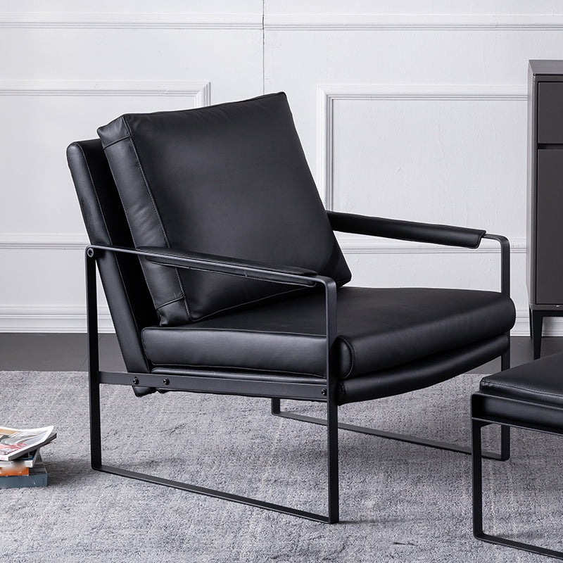 Polquadra di accento in pelle moderna a braccio moderno di metà secolo per camera da letto e soggiorno