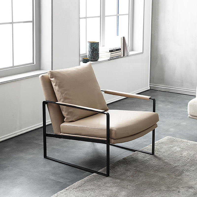 Polquadra di accento in pelle moderna a braccio moderno di metà secolo per camera da letto e soggiorno