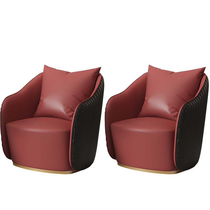 Glam, brazos de cuero anilina glamoroso incluidos con silla de acento de barril de almohada