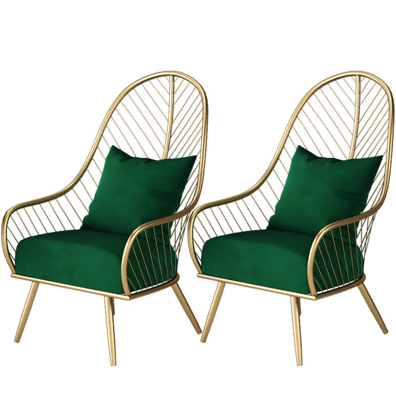 Glam Armless with Pillow Fixed Back Basic Four Leg Parsons Chair Dark Green 2 Piece Set Clearhalo 'Accent Chairs' 'accent_chairs' 'Chairs & Seating' 'furn' 'furn_accent_chairs' 'Furniture' 'Living Room Furniture' 5766333