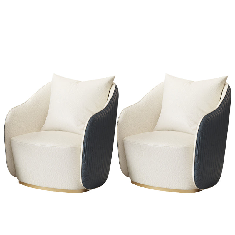 Mid-Century Modern Leather Barrel Chair Fixed Back Barrel Chair for Living Room Off-White 2 Piece Set Non-Swivel Clearhalo 'Accent Chairs' 'accent_chairs' 'Chairs & Seating' 'furn' 'furn_accent_chairs' 'Furniture' 'Living Room Furniture' 5766353