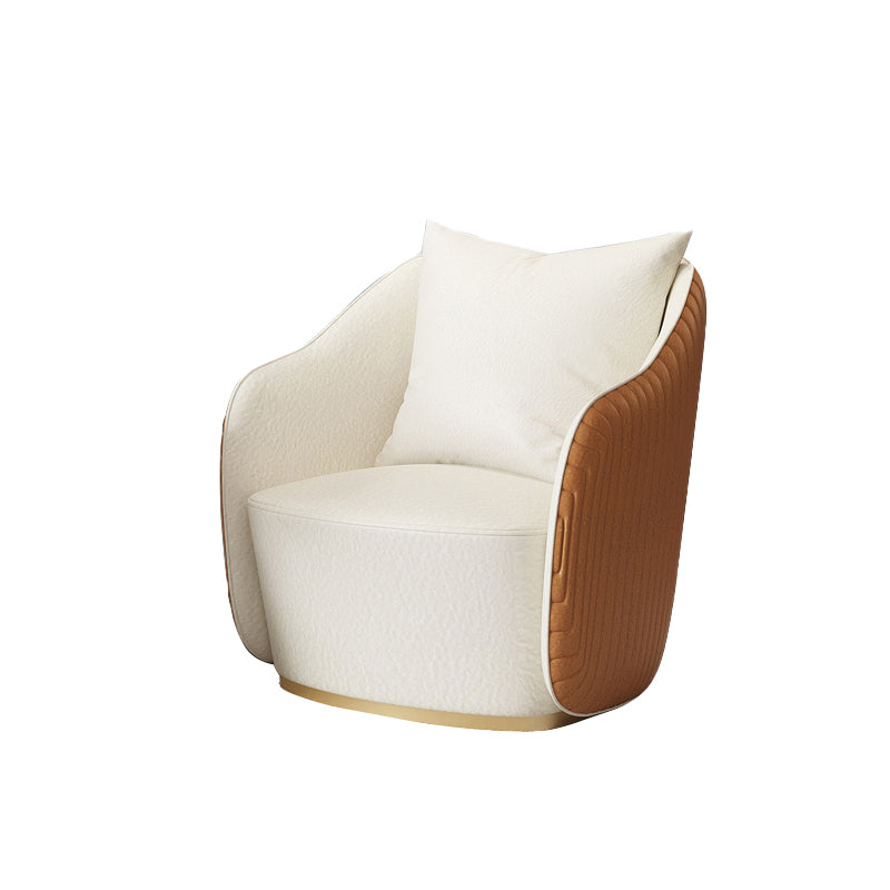 Mid-Century Modern Leather Barrel Chair Fixed Back Barrel Chair for Living Room Cream 1 Piece Non-Swivel Clearhalo 'Accent Chairs' 'accent_chairs' 'Chairs & Seating' 'furn' 'furn_accent_chairs' 'Furniture' 'Living Room Furniture' 5766360