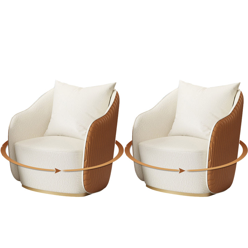 Mid-Century Modern Leather Barrel Chair Fixed Back Barrel Chair for Living Room Cream 2 Piece Set Swivel Clearhalo 'Accent Chairs' 'accent_chairs' 'Chairs & Seating' 'furn' 'furn_accent_chairs' 'Furniture' 'Living Room Furniture' 5766363