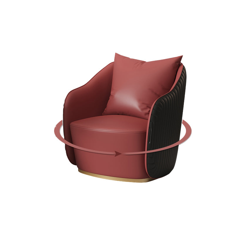 Mid-Century Modern Leather Barrel Chair Fixed Back Barrel Chair for Living Room Red 1 Piece Swivel Clearhalo 'Accent Chairs' 'accent_chairs' 'Chairs & Seating' 'furn' 'furn_accent_chairs' 'Furniture' 'Living Room Furniture' 5766364