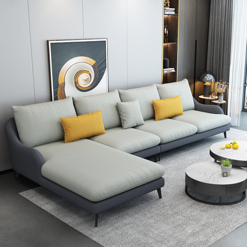 4-Seater L-Shape Sectional with Pillows Back and Slopped Arms Dark Grey Light Grey Left Clearhalo 'furn' 'furn_sectionals' 'Furniture' 'Living Room Furniture' 'Sectionals' 5766422