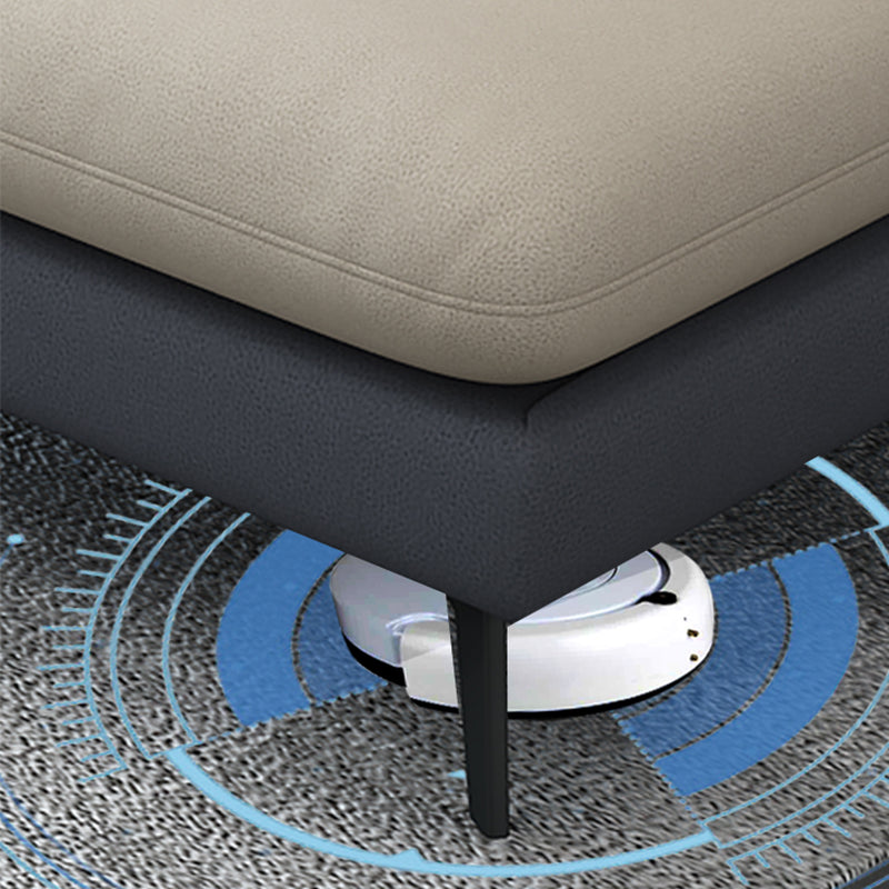 4-Seater L-Shape Sectional with Pillows Back and Slopped Arms Clearhalo 'furn' 'furn_sectionals' 'Furniture' 'Living Room Furniture' 'Sectionals' 5766426