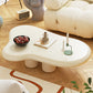Scandinavian Wooden Coffee Table Free form 3 Legs Coffee Table for Living Room 39"L x 28"W x 12"H Off-White Clearhalo 'Coffee & Accent Tables' 'Coffee Tables' 'coffee_tables' 'furn' 'furn_coffee_tables' 'Furniture' 'Living Room Furniture' 5766436