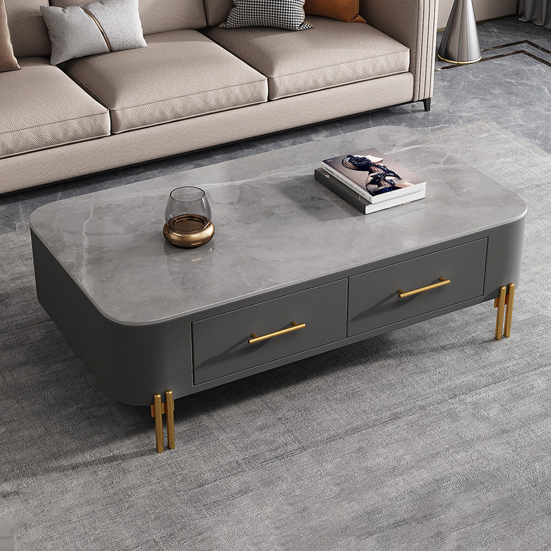 Glam 4 Legs Coffee Table Slate Rectangular Coffee Table for Home Grey Clearhalo 'Coffee & Accent Tables' 'Coffee Tables' 'coffee_tables' 'furn' 'furn_coffee_tables' 'Furniture' 'Living Room Furniture' 5766449