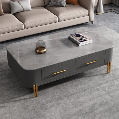 Glam 4 Legs Coffee Table Slate Rectangular Coffee Table for Home Grey Clearhalo 'Coffee & Accent Tables' 'Coffee Tables' 'coffee_tables' 'furn' 'furn_coffee_tables' 'Furniture' 'Living Room Furniture' 5766449